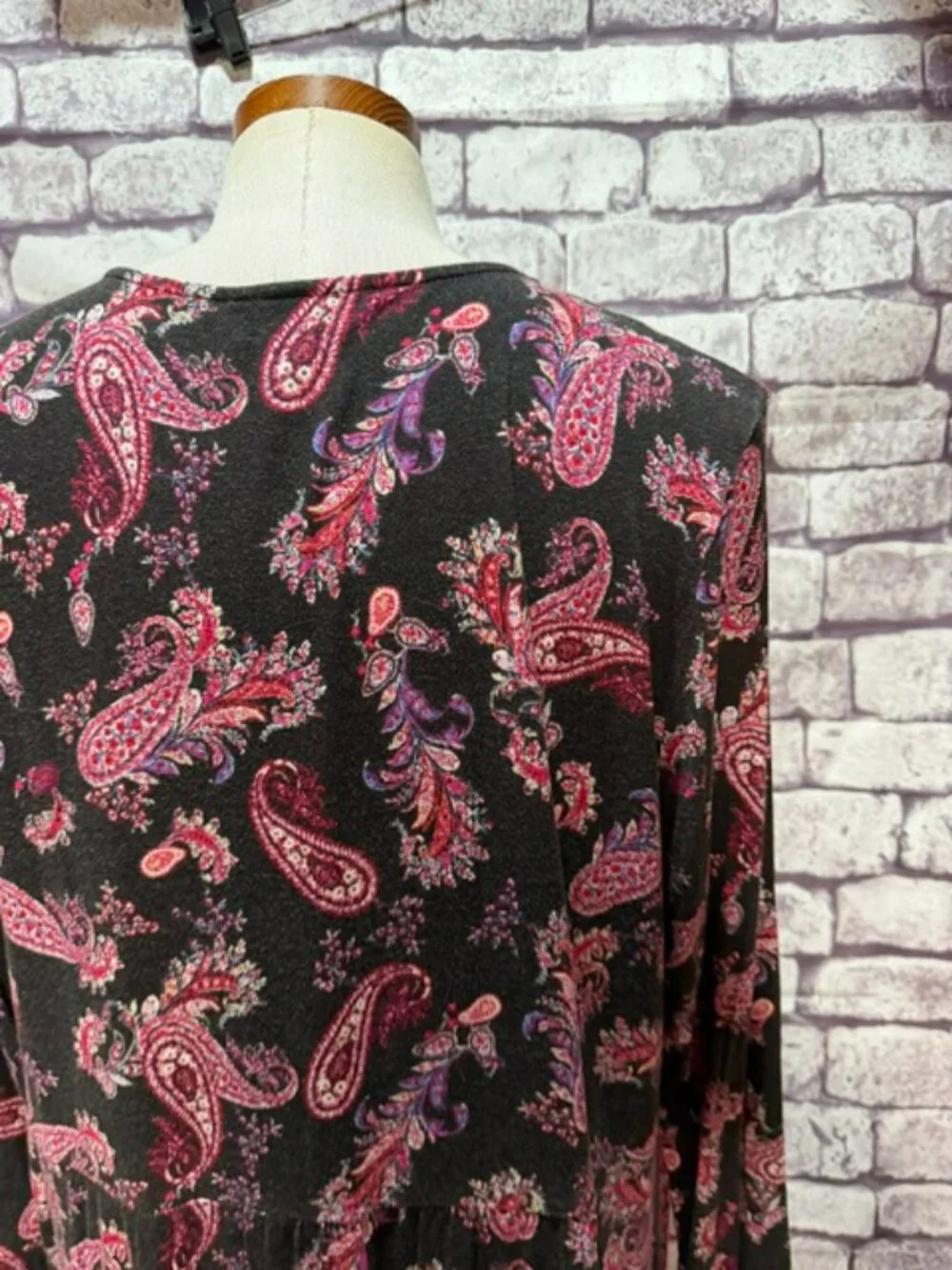 J. Jill Red & Black Long Sleeve Dress Size L